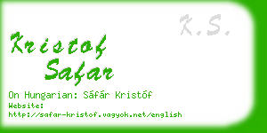 kristof safar business card
